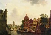 unknow artist, European city landscape, street landsacpe, construction, frontstore, building and architecture. 169